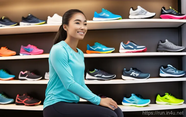 러닝 초보자를 위한 경제적 장비 추천 - **Image Prompt 1: Beginner Runner's Shoe Selection**
    A bright and clean athletic shoe store inte...