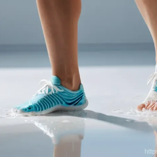 Home 26 러닝 중 발걸음 유형 진단법 - **Prompt 1: Self-Diagnosis of Foot Type with Wet Foot Test and Shoe Wear Patterns**
"A bright, c...