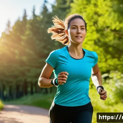 Home 24 러닝 시 물 보관 용품 추천 - **Image Prompt:** A dynamic, eye-level shot of a fit female runner in her late 20s, mid-stride on a ...