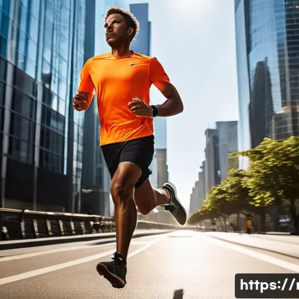 러닝 워치 GPS 정확도 분석 - **Prompt:** A dynamic shot of a male runner in his late 20s, wearing athletic running gear, sprintin...