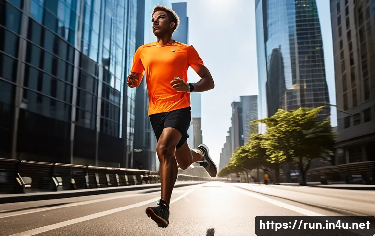 러닝 워치 GPS 정확도 분석 - **Prompt:** A dynamic shot of a male runner in his late 20s, wearing athletic running gear, sprintin...