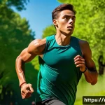 Home 19 러닝 다이어트 효과 - A dynamic scene of a young adult male performing high-intensity interval running on an urban park tr...