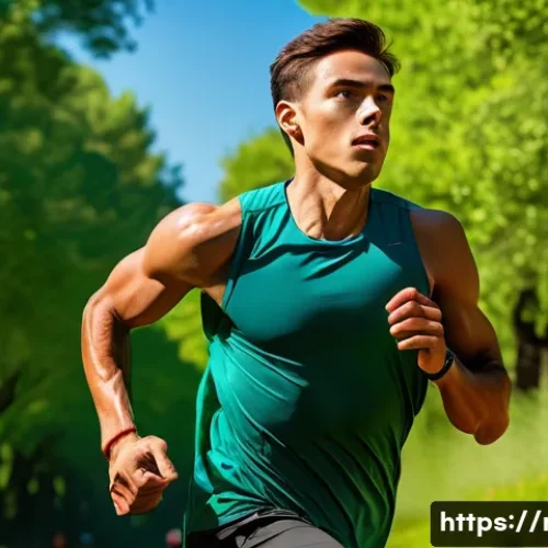 Home 31 러닝 다이어트 효과 - A dynamic scene of a young adult male performing high-intensity interval running on an urban park tr...
