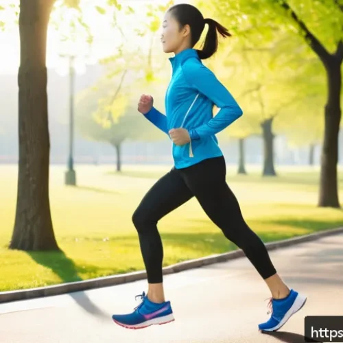 Home 30 러닝 코칭 전문가 추천 - A detailed scene of a beginner runner preparing for a jog in a bright, sunny park with a flat runnin...