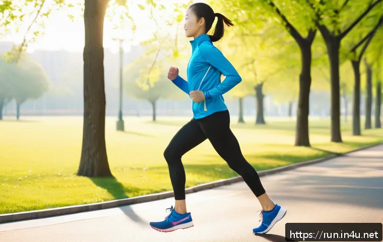 러닝 코칭 전문가 추천 - A detailed scene of a beginner runner preparing for a jog in a bright, sunny park with a flat runnin...